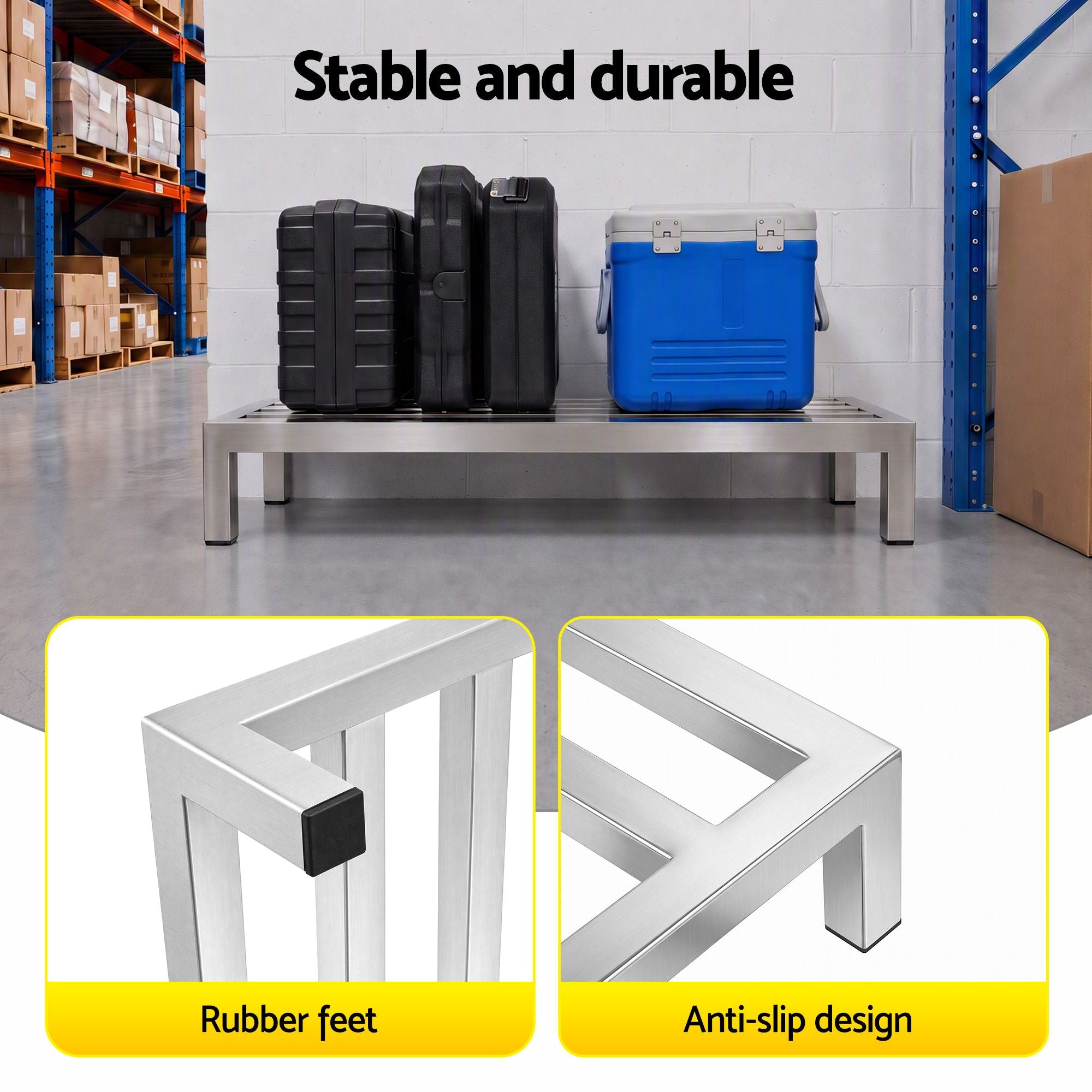 Giantz 60x35cm Dunnage Rack 2-Pack Stainless Steel Kitchen Floor Stand
