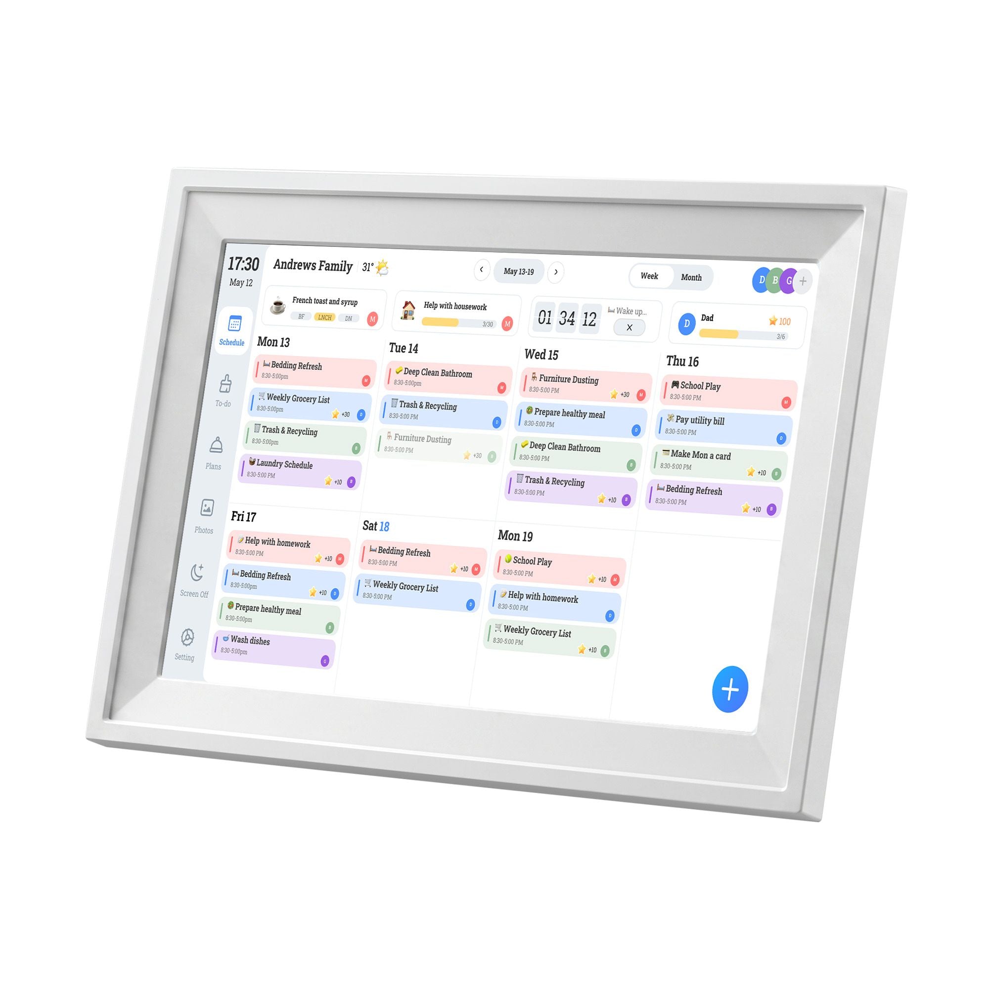 Artiss 10" Digital Calendar Planner Smart Photo Frame Family Chore Chart & Sync