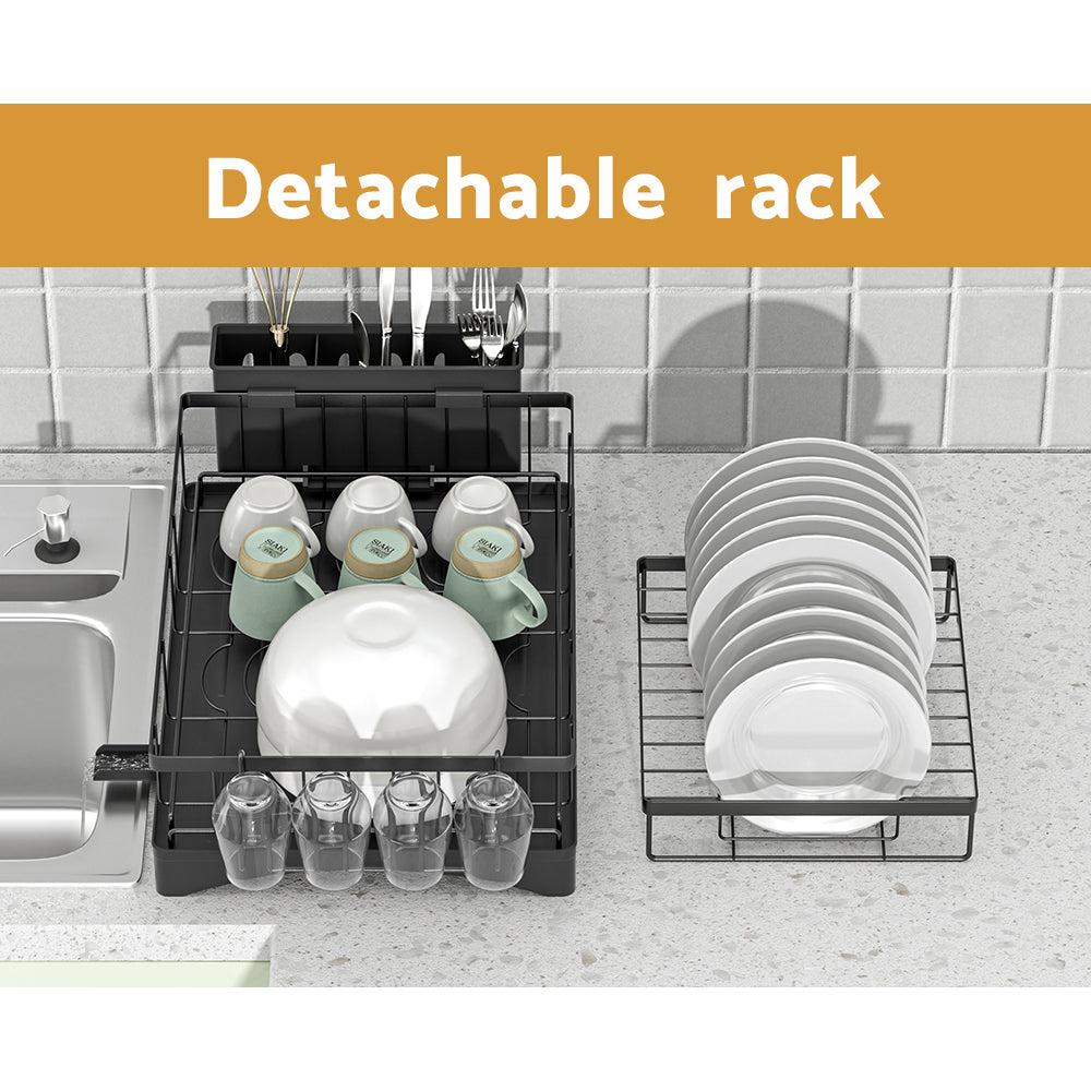 Cefito 2-Tier Expandable Dish Rack Black