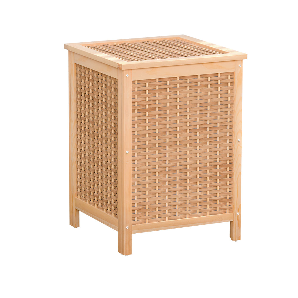 Artiss Wooden Laundry Hamper Cabinet Pine Removable Bag