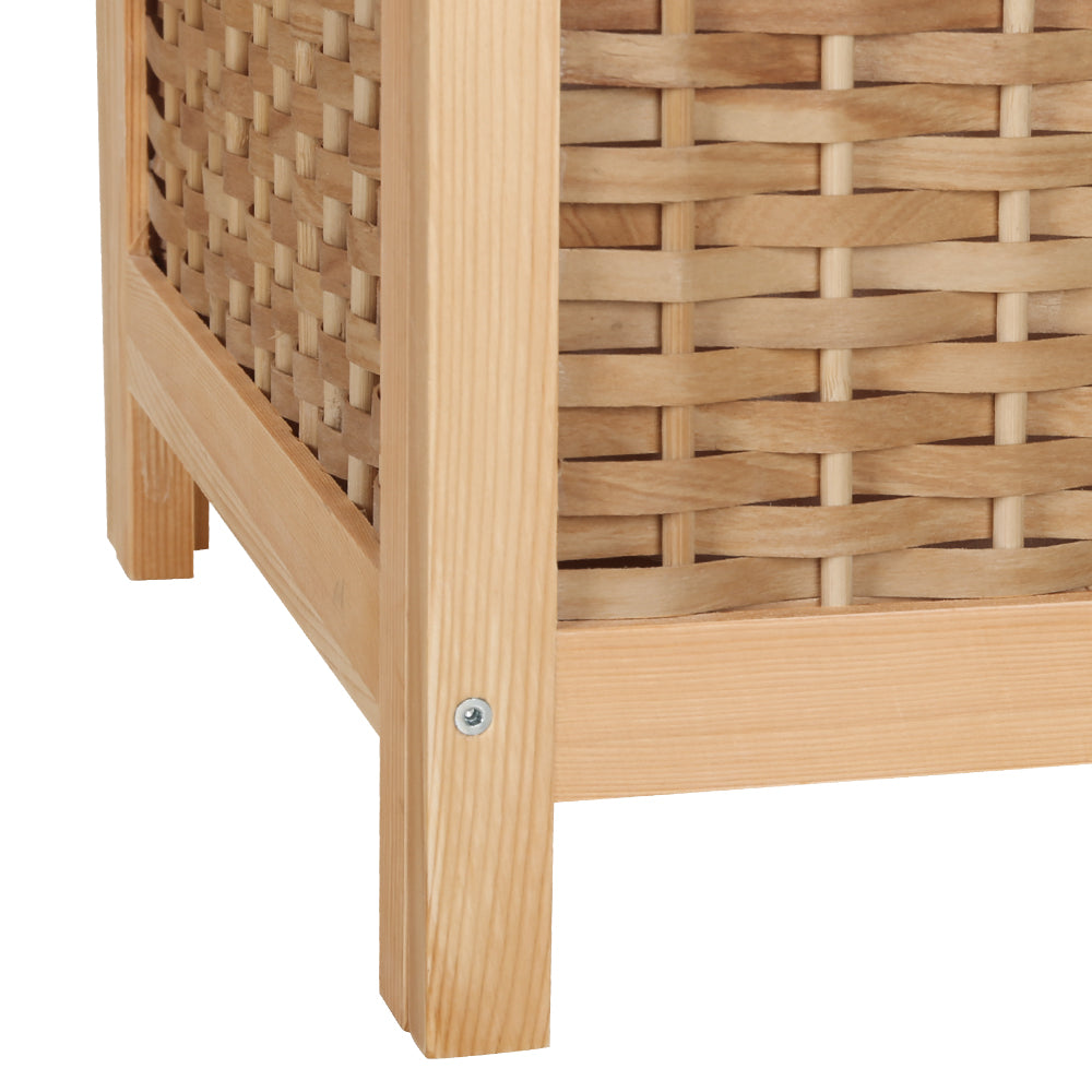 Artiss Wooden Laundry Hamper Cabinet Pine Removable Bag