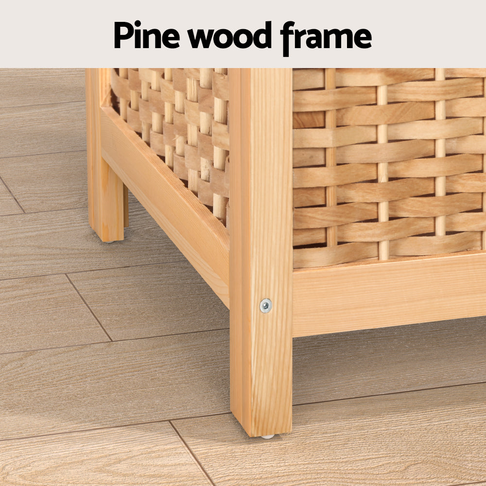 Artiss Wooden Laundry Hamper Cabinet Pine Removable Bag