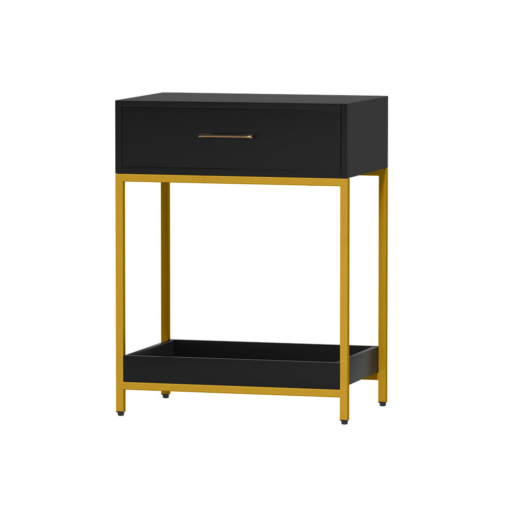 MASON Black Bedside Table Drawers Shelf Storage Nightstand