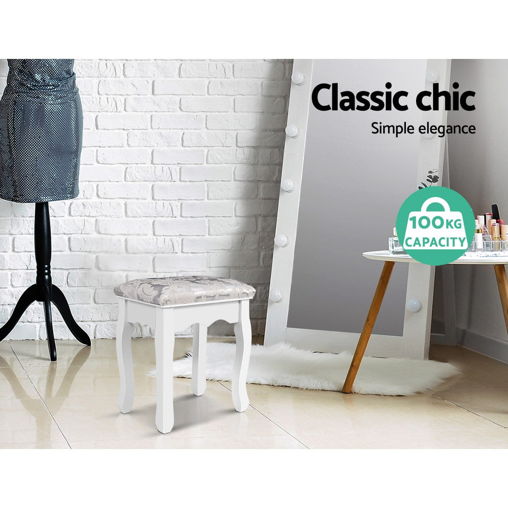 Artiss Velvet Dressing Stool White