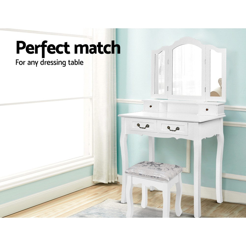 Artiss Velvet Dressing Stool White