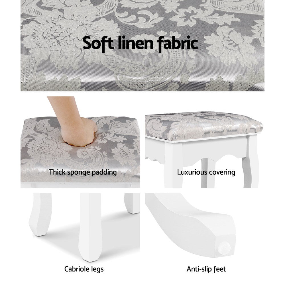 Artiss Velvet Dressing Stool White