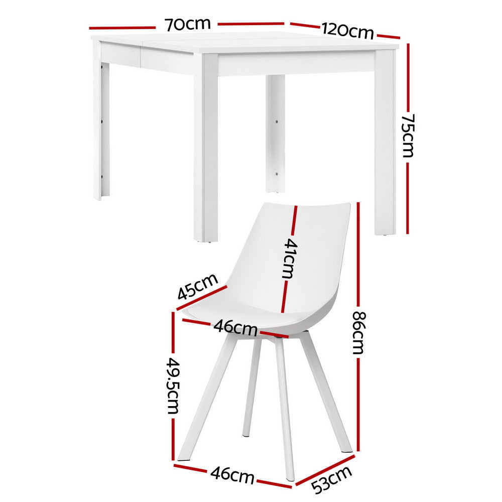 NATU Dining Table Set 4 Chairs White
