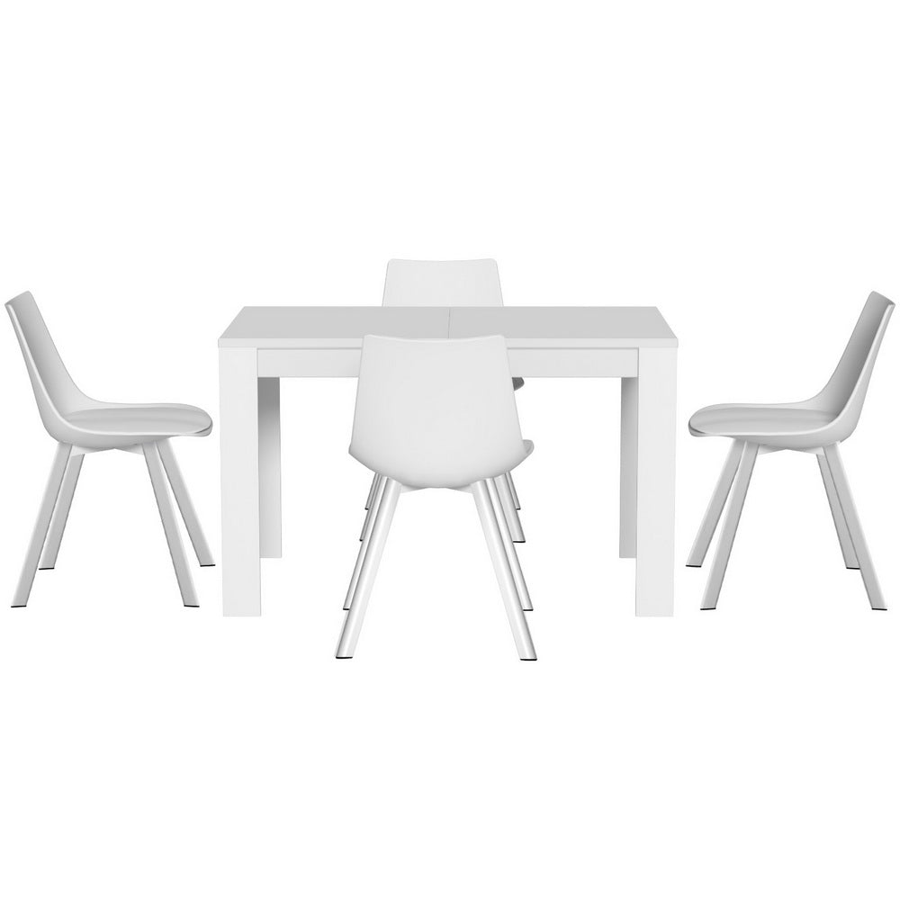 NATU Dining Table Set 4 Chairs White