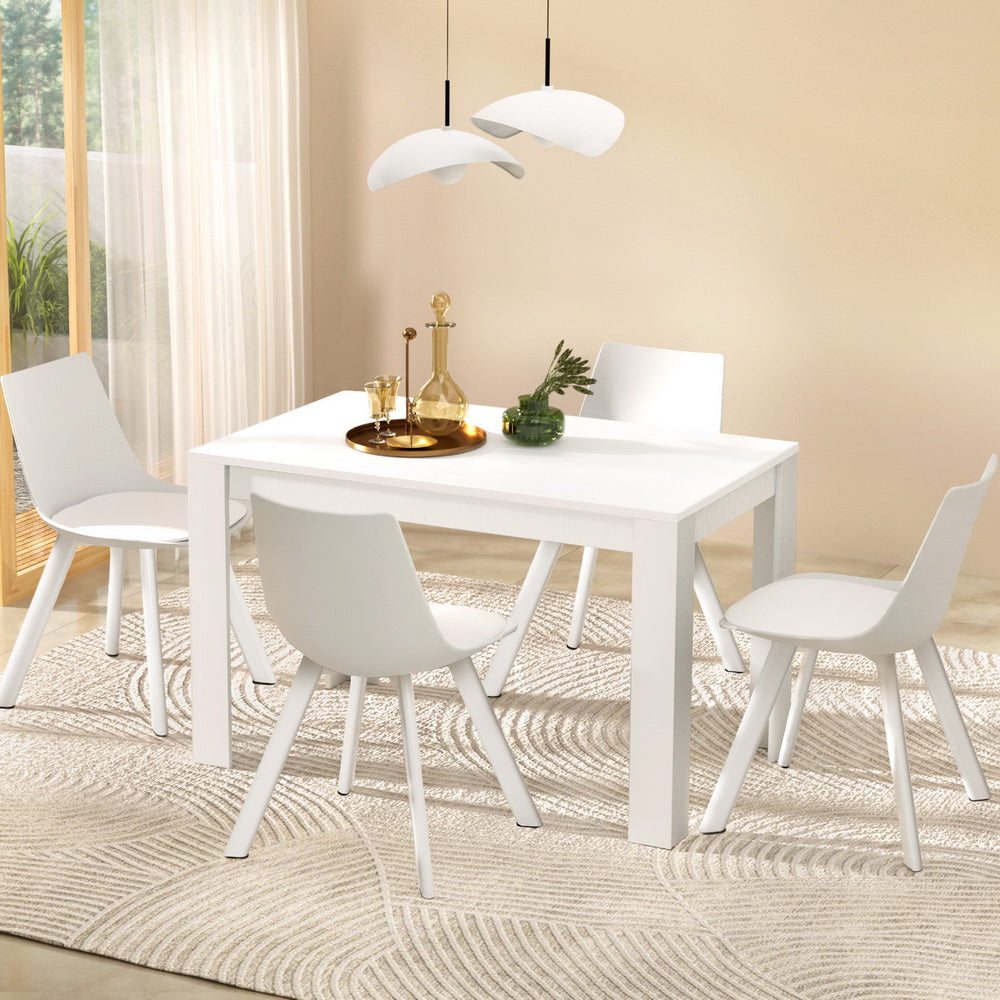 NATU Dining Table Set 4 Chairs White