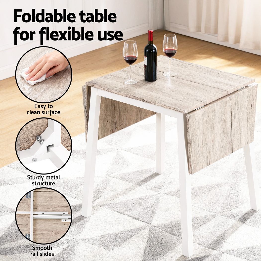 Artiss Dining Table and Chairs Set 5pcs Foldable Kitchen Furniture Natural White