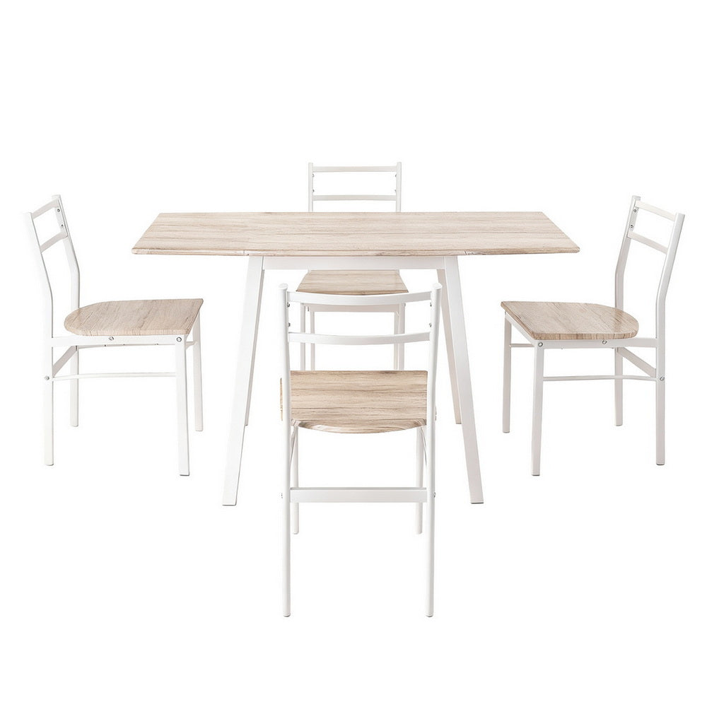 Artiss Dining Table and Chairs Set 5pcs Foldable Kitchen Furniture Natural White