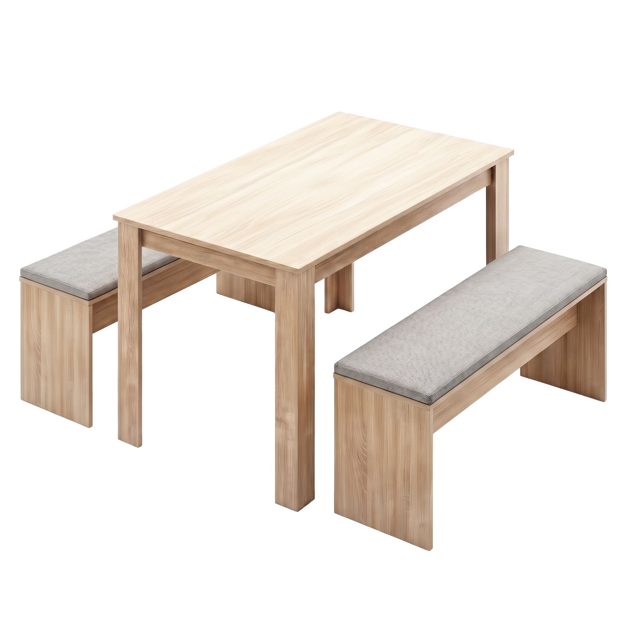 Artiss 3 Piece Dining Sets, 120cm Wooden Dining Table and 2 Upholstered Chairs Set, Space-Saving Modern Kitchen Dining Suite for Home Apartment Oak