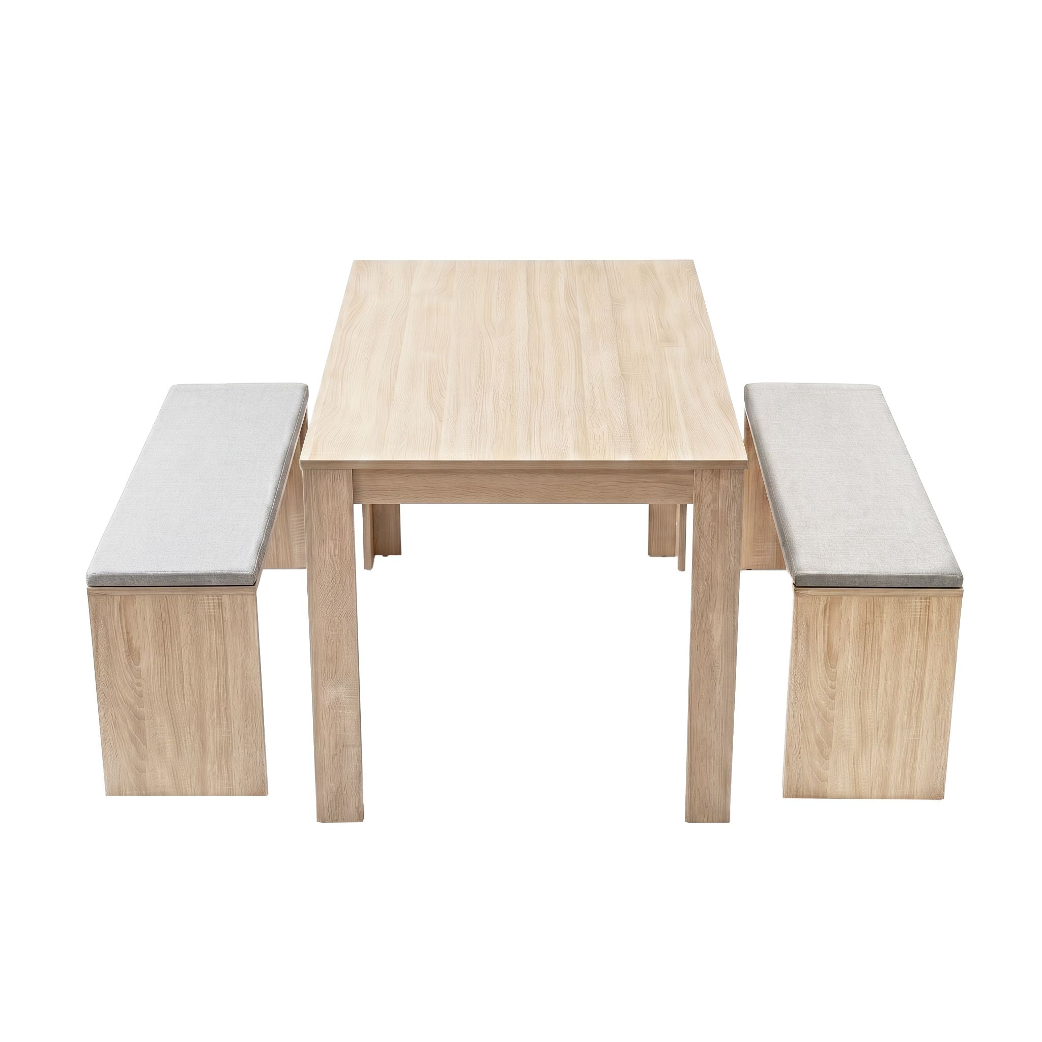 Artiss 3 Piece Dining Sets, 120cm Wooden Dining Table and 2 Upholstered Chairs Set, Space-Saving Modern Kitchen Dining Suite for Home Apartment Oak