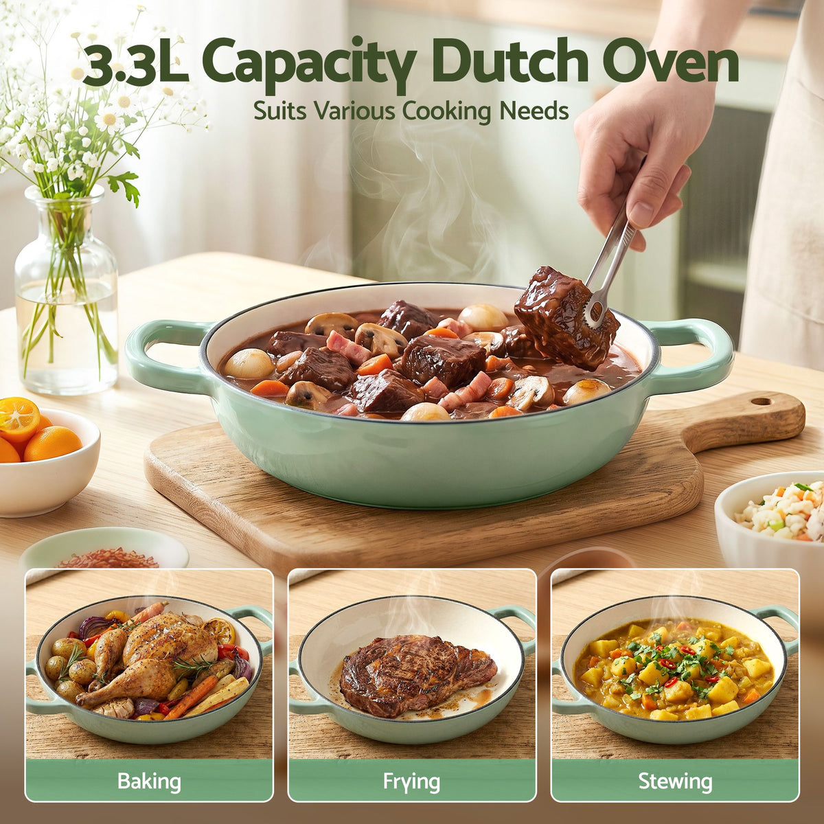 5-Star Chef 3.3L Enameled Cast Iron Dutch Oven with Lid