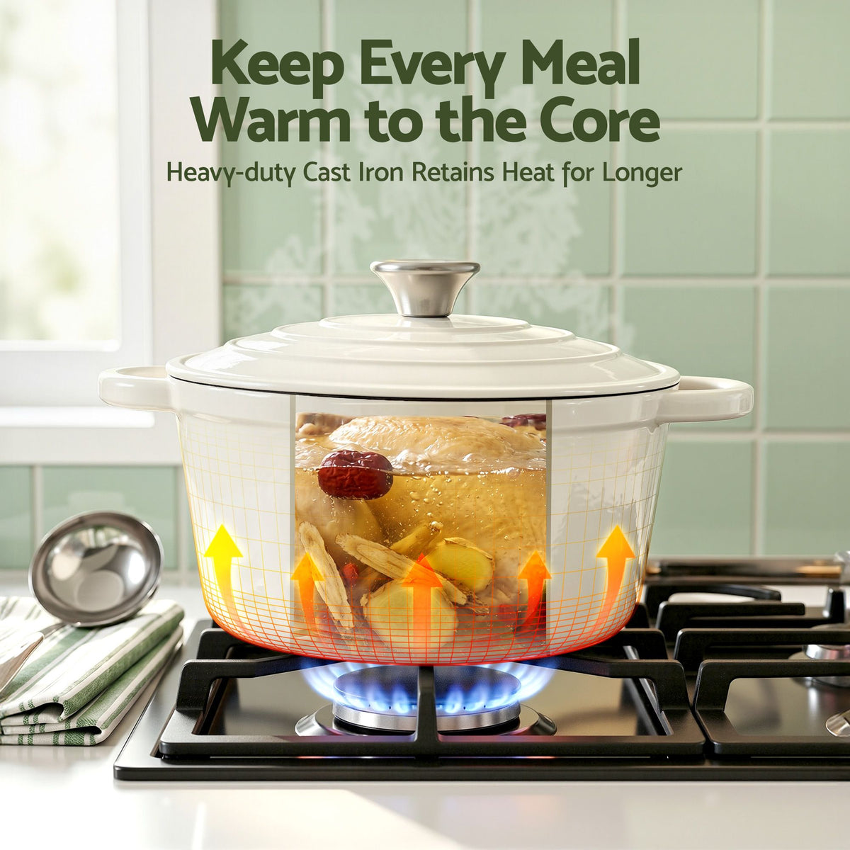 5-Star Chef 3.8L Enameled Cast Iron Dutch Oven with Lid