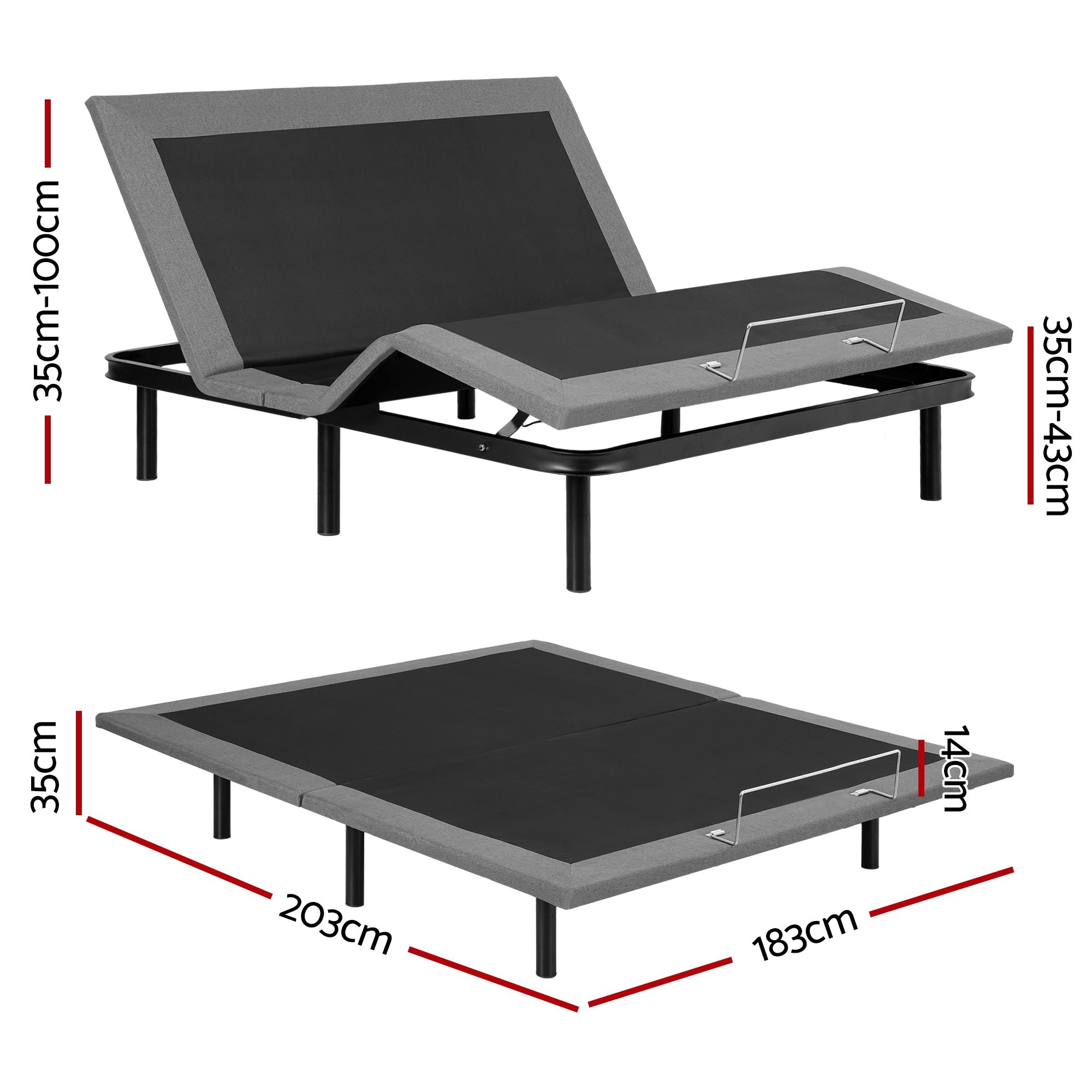 Artiss Adjustable Bed Frame King Size Electric Bed Base Wireless Remote Control Zero Gravity Power Bed Foundation