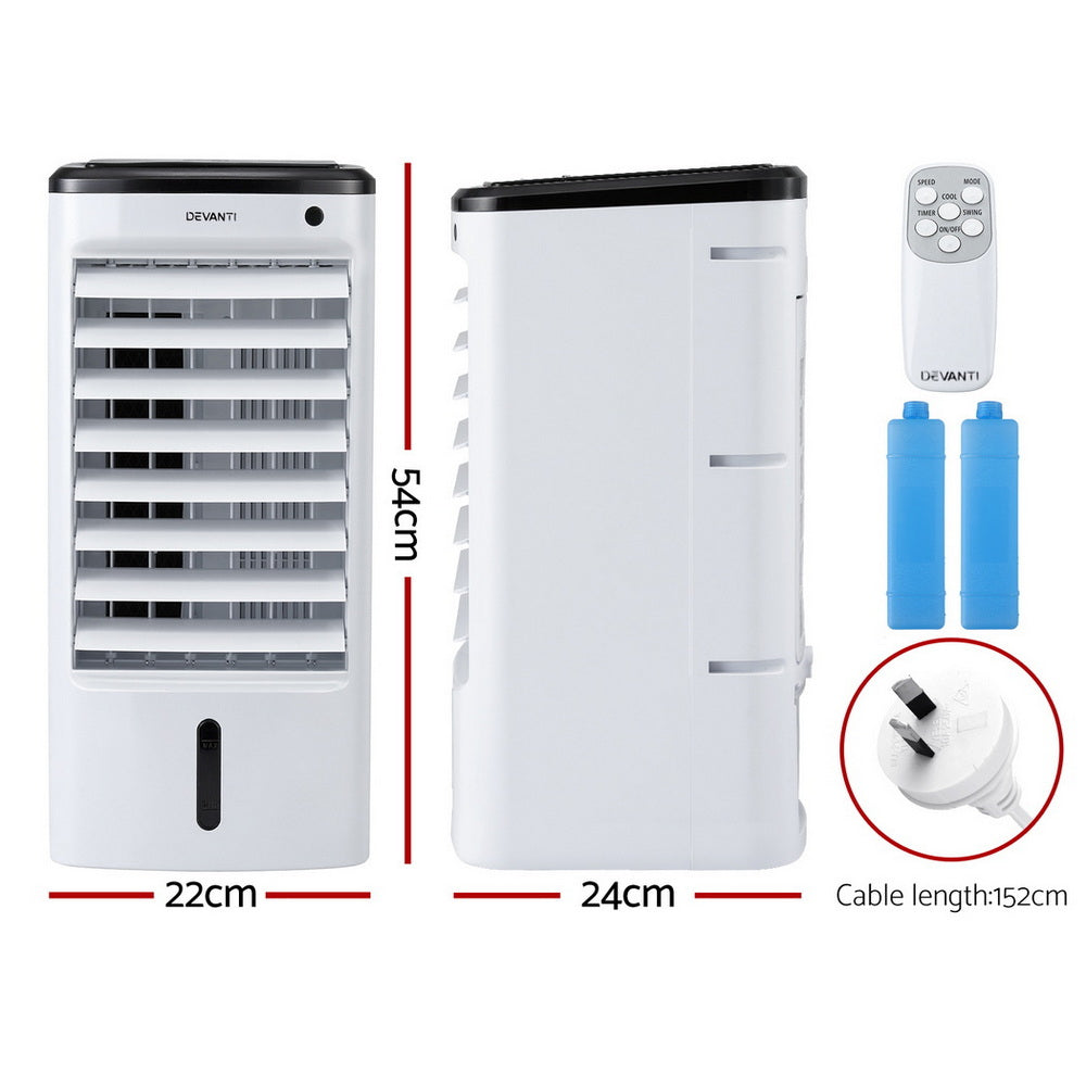 Devanti 4L Evaporative Air Cooler Remote Control White/Black