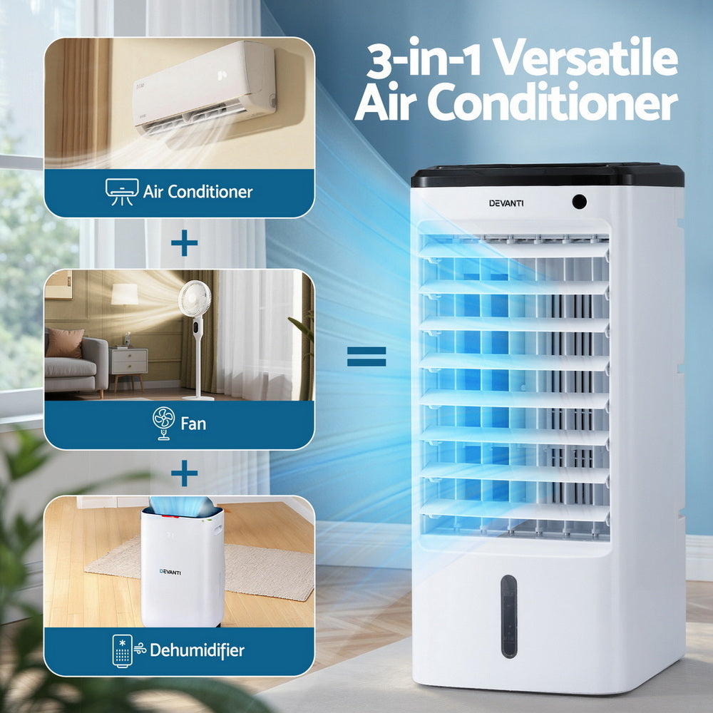 Devanti 4L Evaporative Air Cooler Remote Control White/Black
