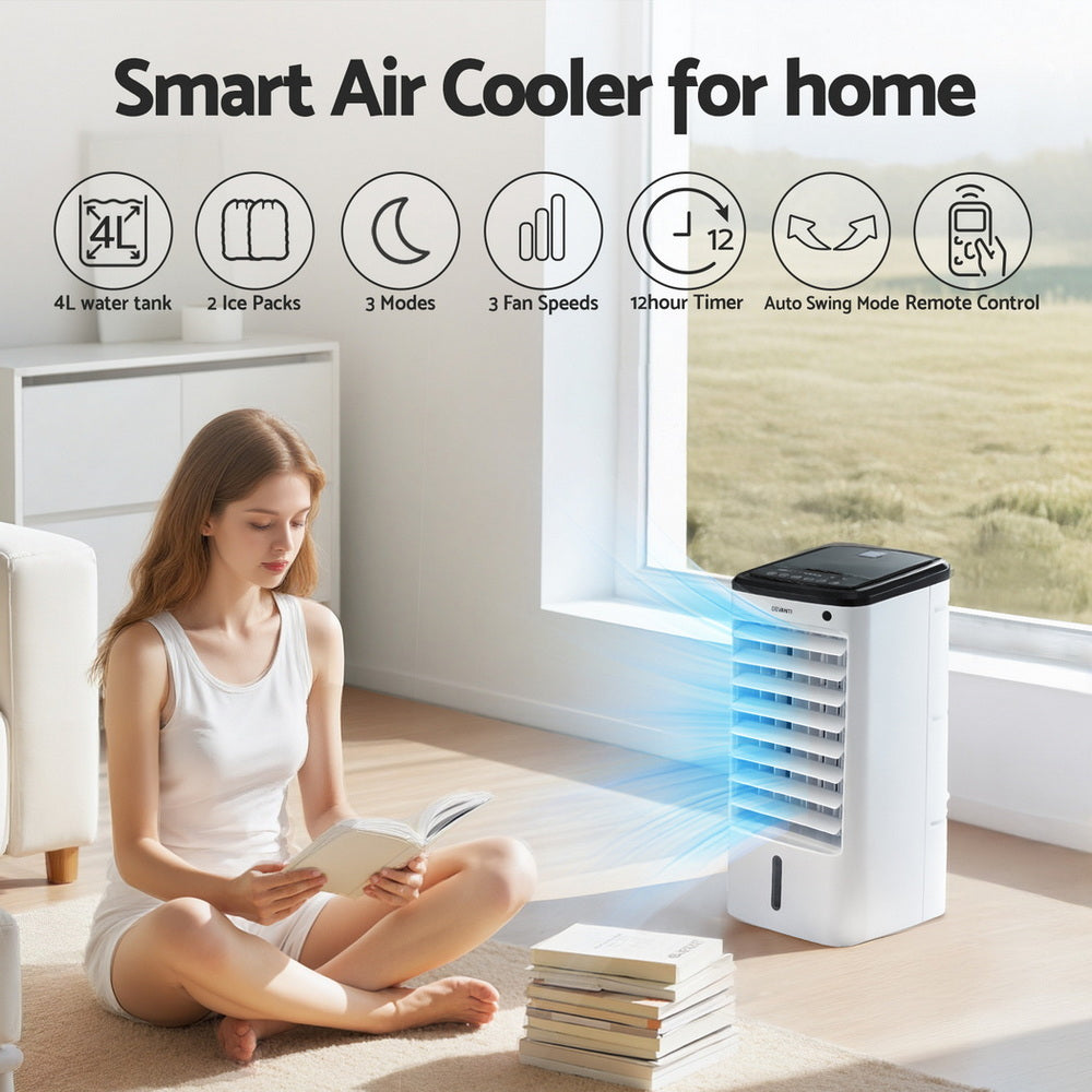 Devanti 4L Evaporative Air Cooler Remote Control White/Black
