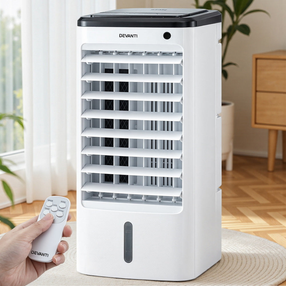 Devanti 4L Evaporative Air Cooler Remote Control White/Black