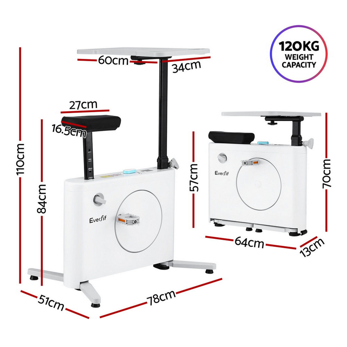 Everfit Magnetic Desk Exercise Bike with Tabletop Workstation