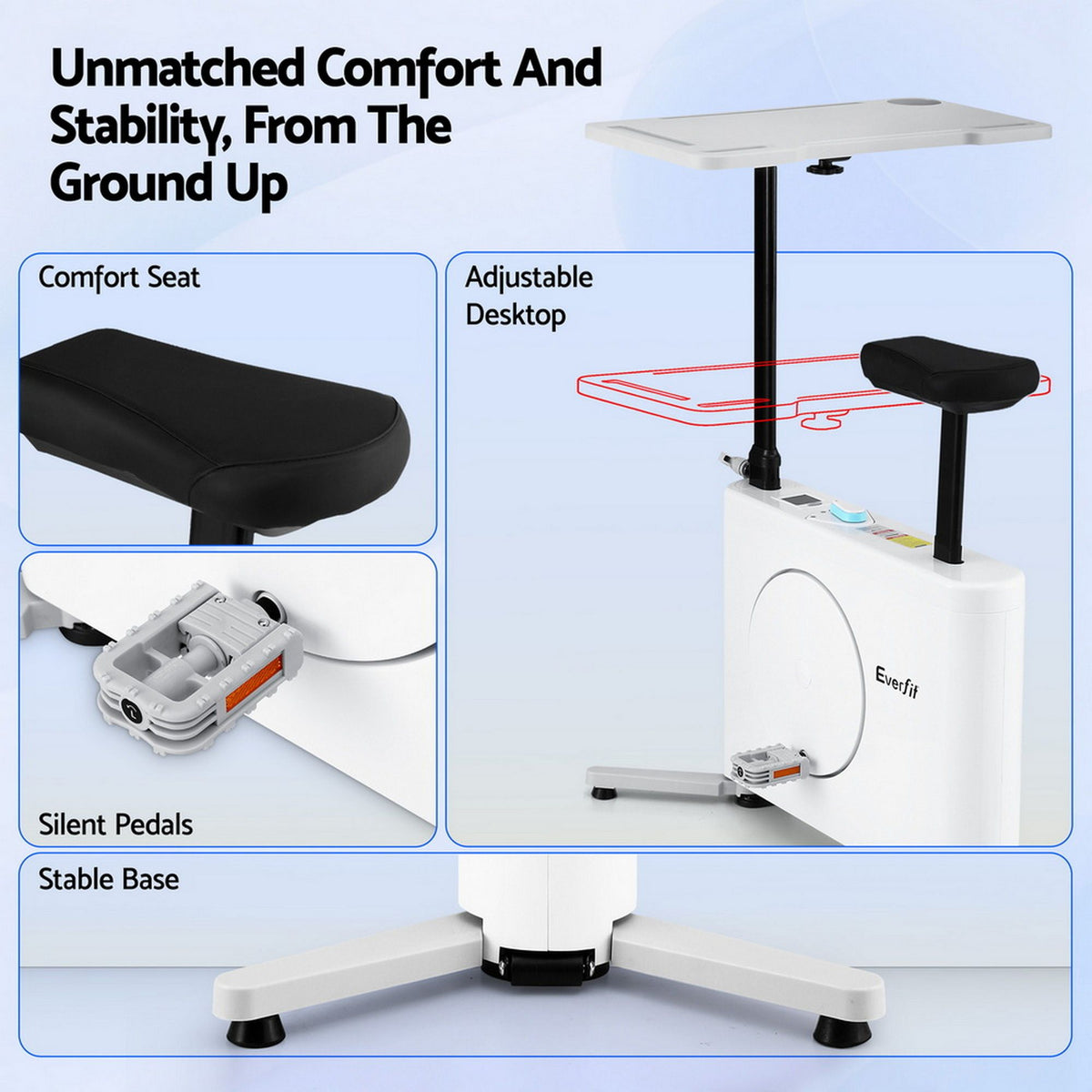 Everfit Magnetic Desk Exercise Bike with Tabletop Workstation
