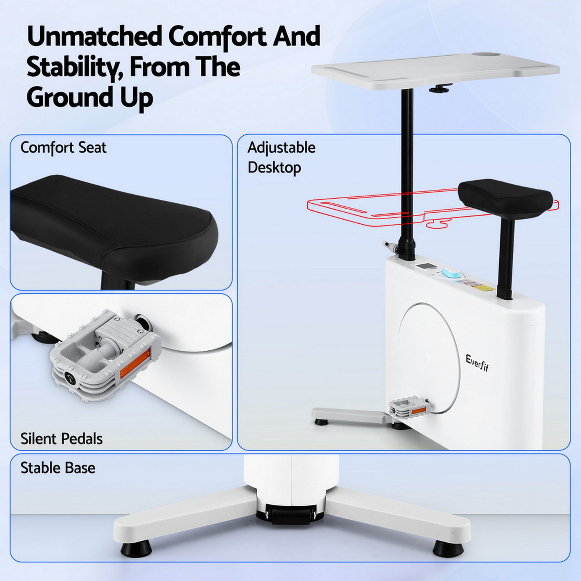 Everfit Exercise Bike Magnetic Desk Bike with Tabletop Fitness Home Workout Gym