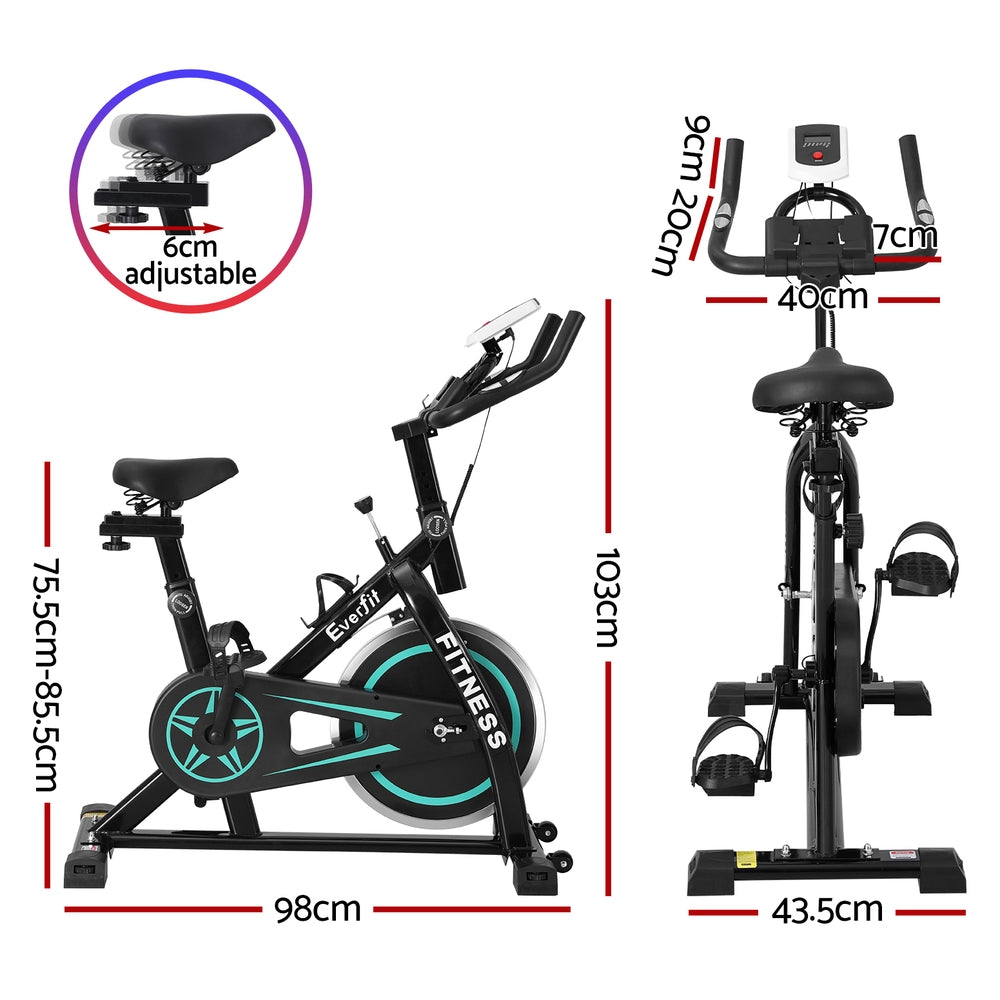 Everfit 10kg Flywheel Spin Bike Home Gym Black