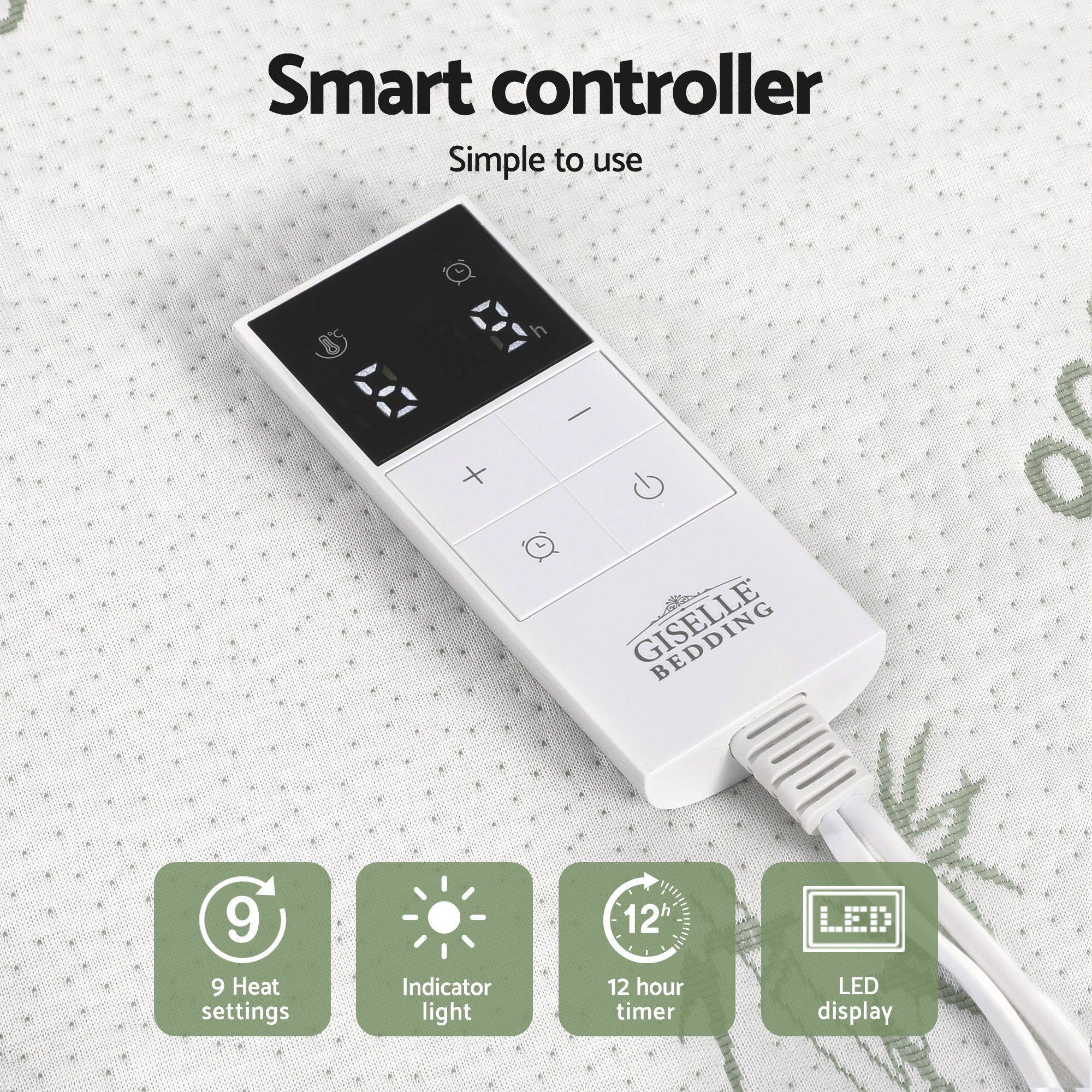 Giselle Electric Blanket Bamboo Fabric Double Fitted Heated Pad Underlay Washable Winter