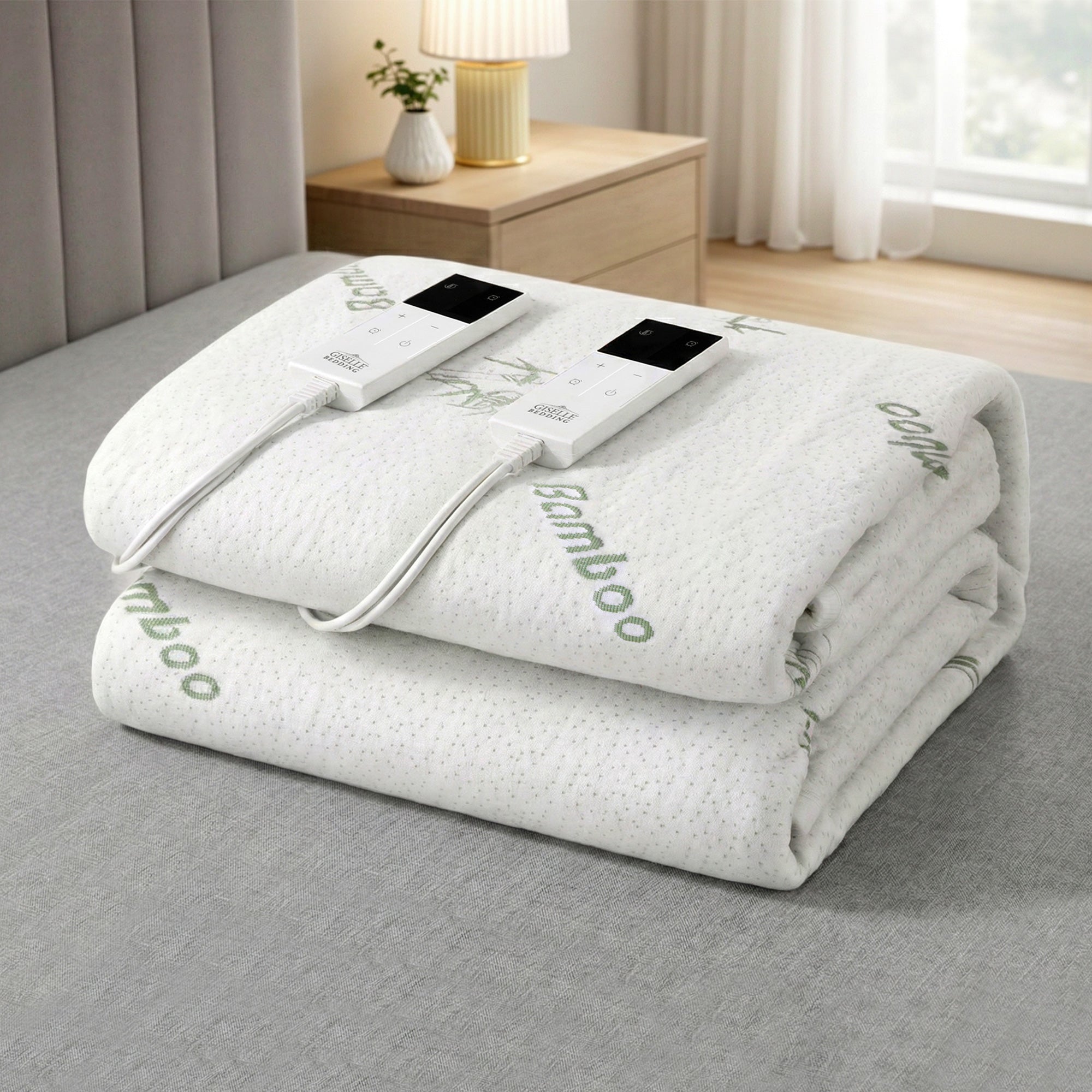 Giselle Electric Blanket Bamboo Fabric Queen Fitted Heated Pad Underlay Washable Winter