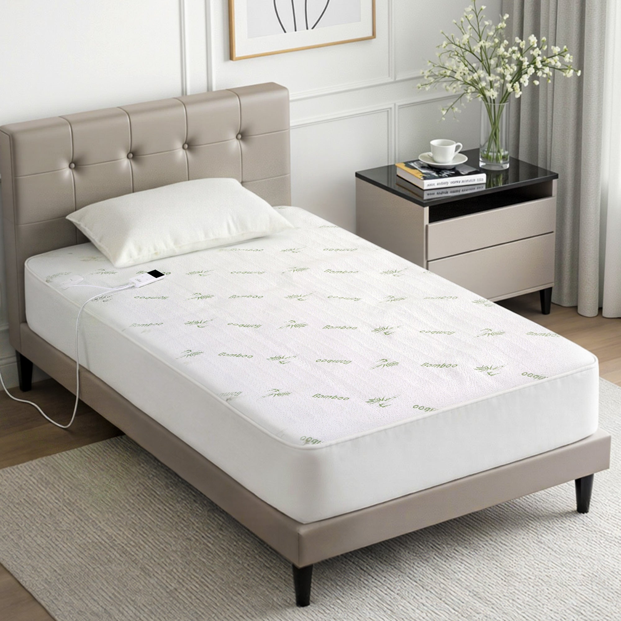 Giselle Electric Blanket Bamboo Fabric Single Fitted Heated Pad Underlay Washable Winter