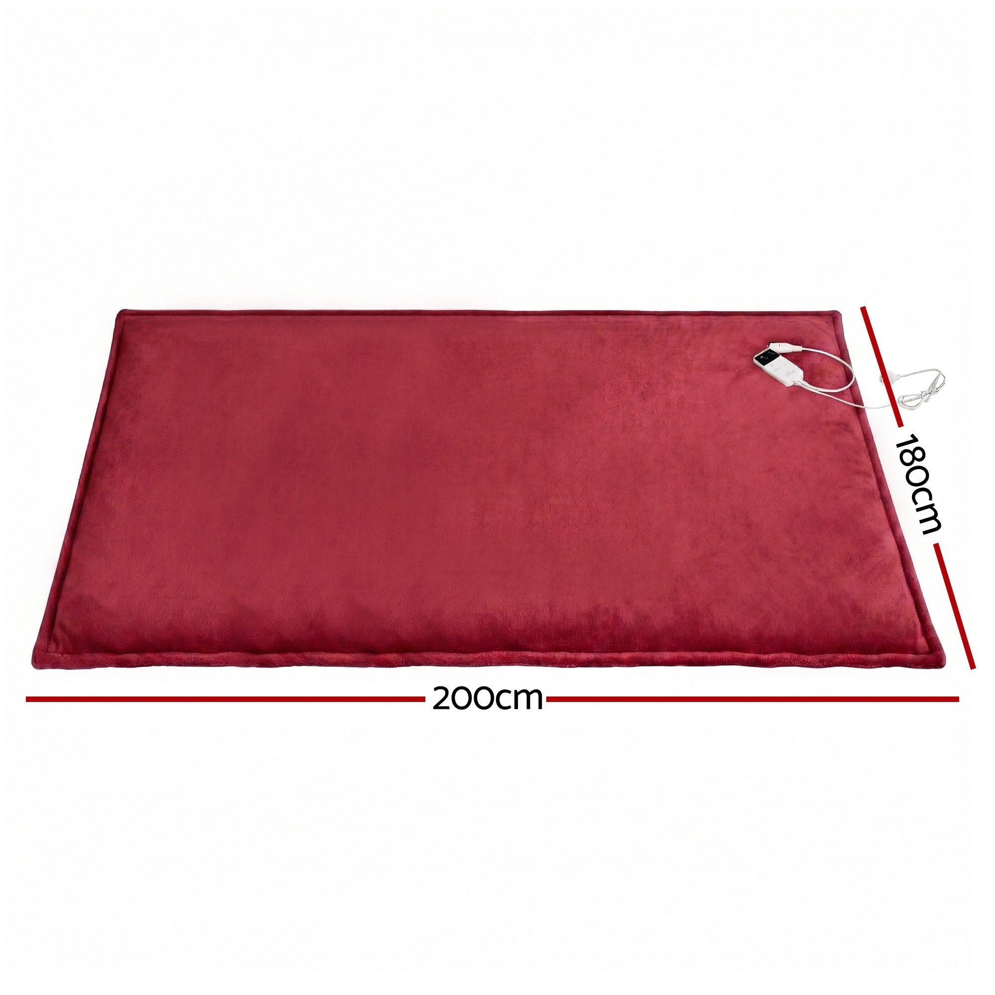 Giselle Electric Throw Rug Double Size 200x180cm Fleece Flannel Heated Blanket Burgundy