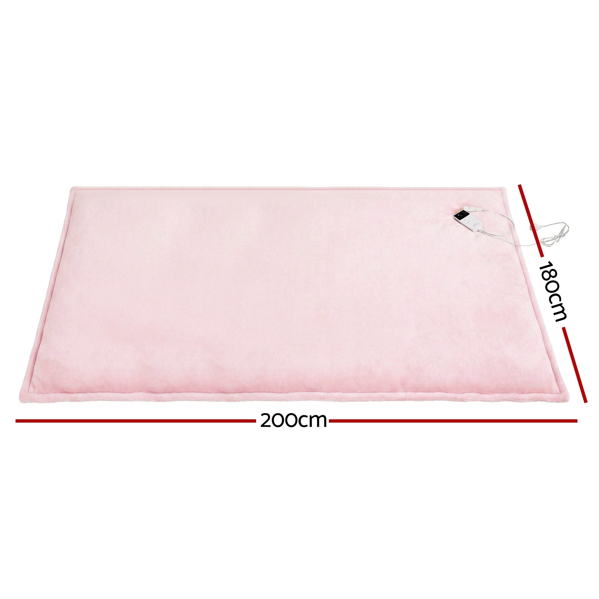 Giselle Electric Throw Rug Double Size 200x180cm Fleece Flannel Heated Blanket Pink