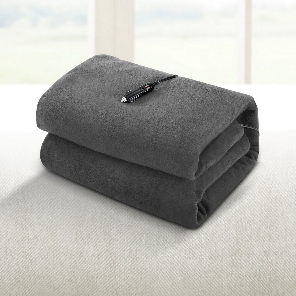 Giselle Electric Heated Car Blanket Throw Rug Grey