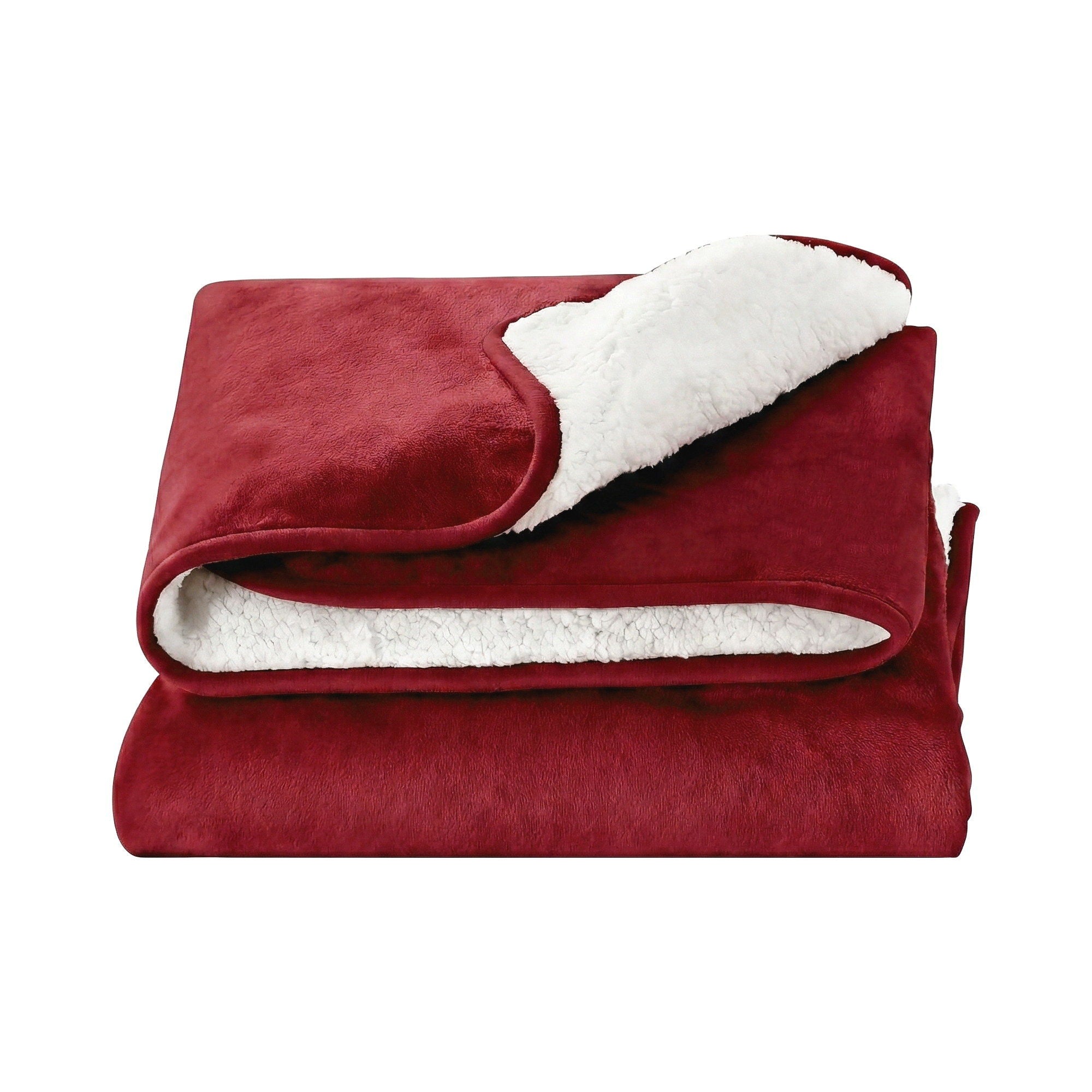 Giselle Electric Throw Rug Dual Side Fleece Flannel Heated Blanket Burgundy
