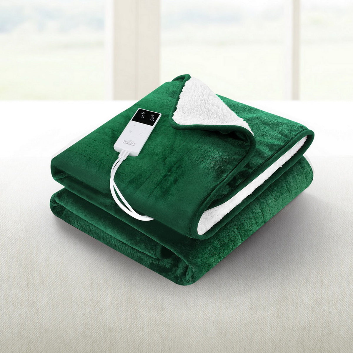 Giselle Electric Heated Throw Rug Double-Sided Green