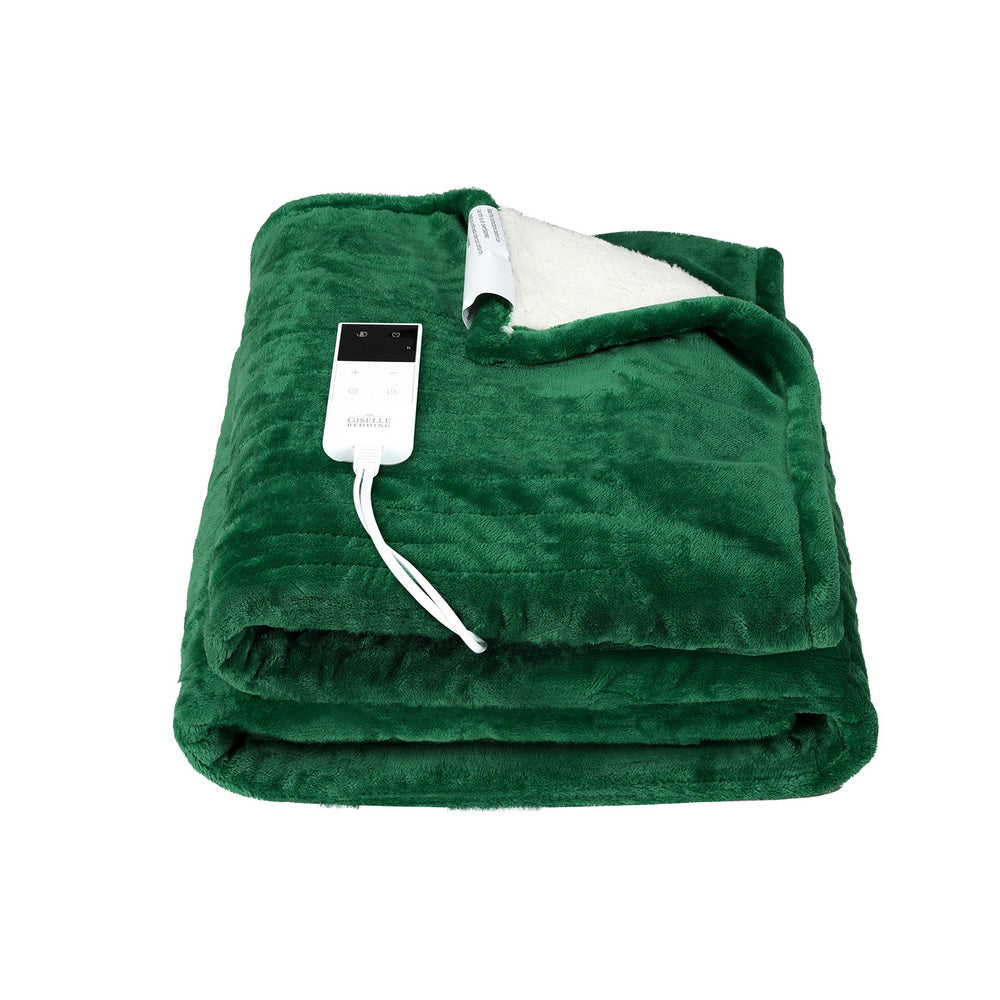 Giselle Electric Throw Rug Heated Blanket Double Sided Navy Blue