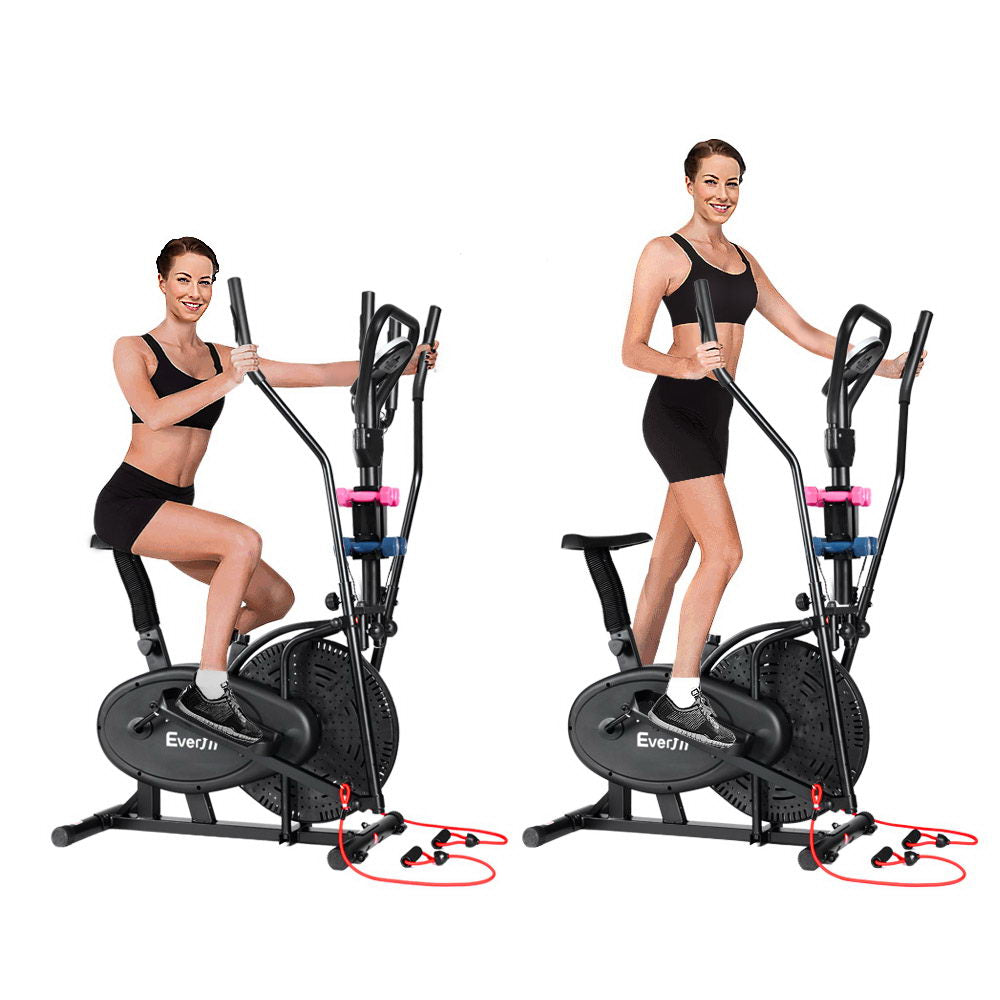 Everfit 6-in-1 Elliptical Cross Trainer Exercise Bike Black