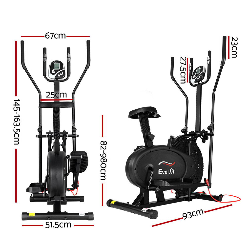 Everfit 5-in-1 Elliptical Cross Trainer Exercise Bike Black
