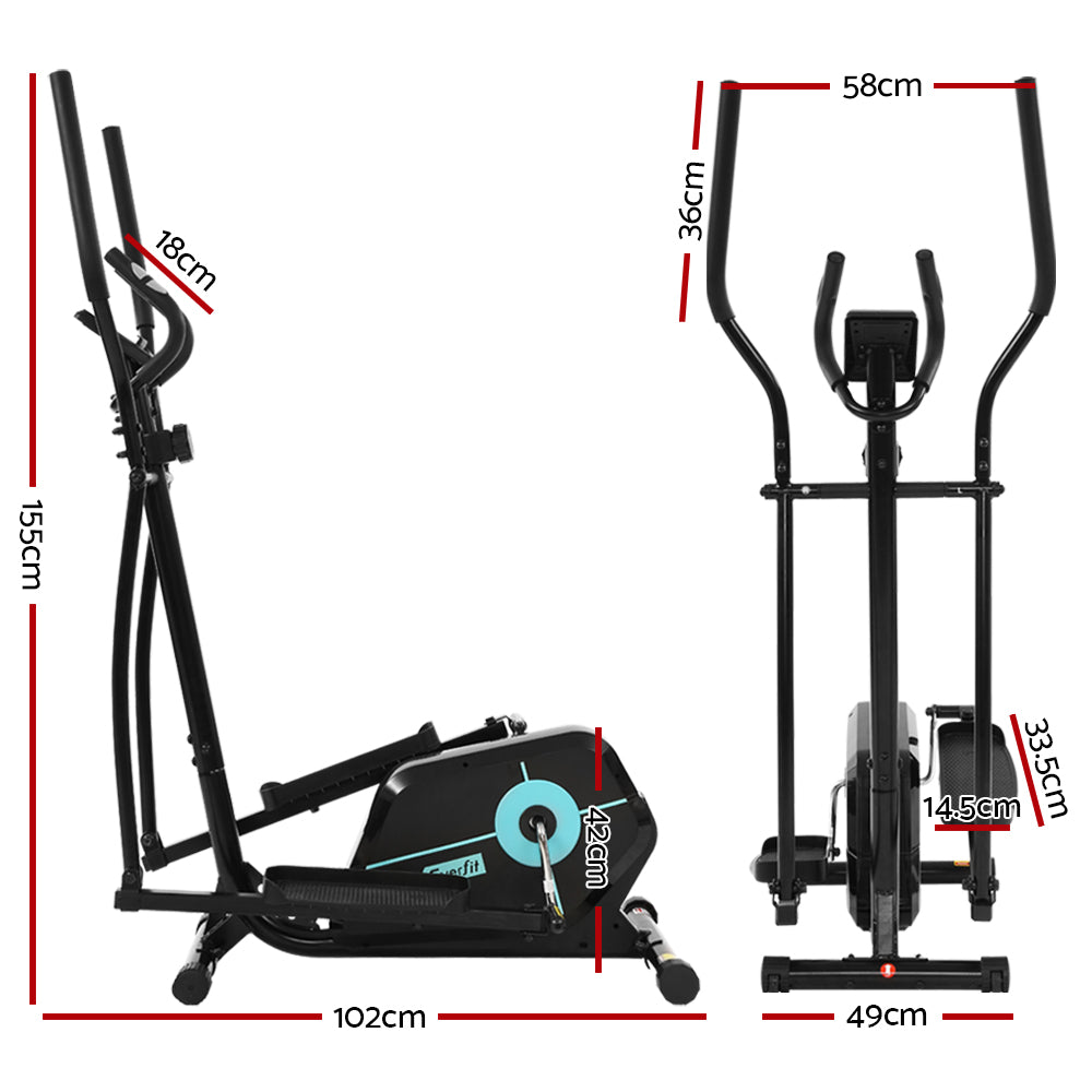 Everfit Elliptical Cross Trainer Magnetic Black Home Gym Fitness Machine