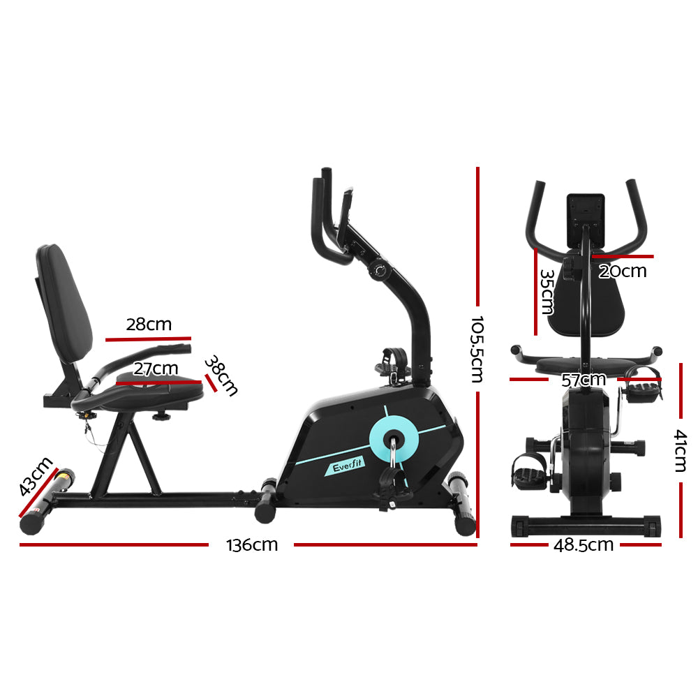 Everfit 120kg Recumbent Exercise Bike Magnetic Black
