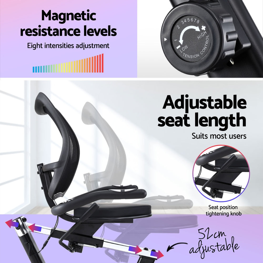 Everfit Recumbent Exercise Bike Magnetic Mesh Chair 120kg Load