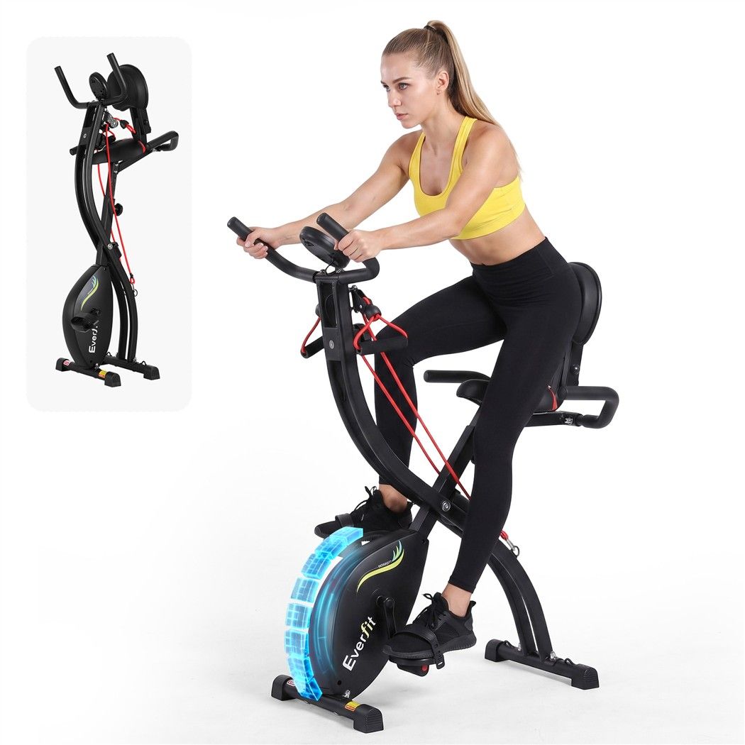 Everfit Folding X-Bike Magnetic Exercise Bike Resistance Ropes