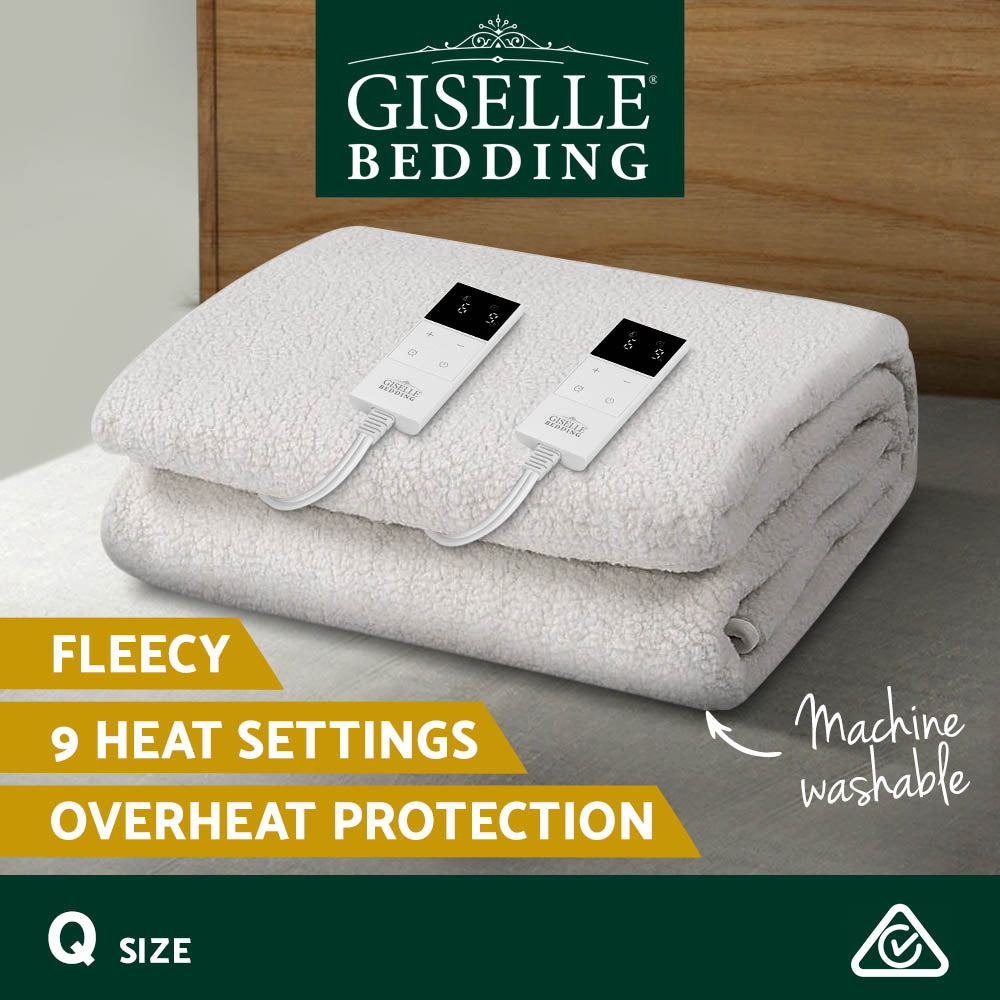 Giselle Queen Electric Blanket Fleecy White
