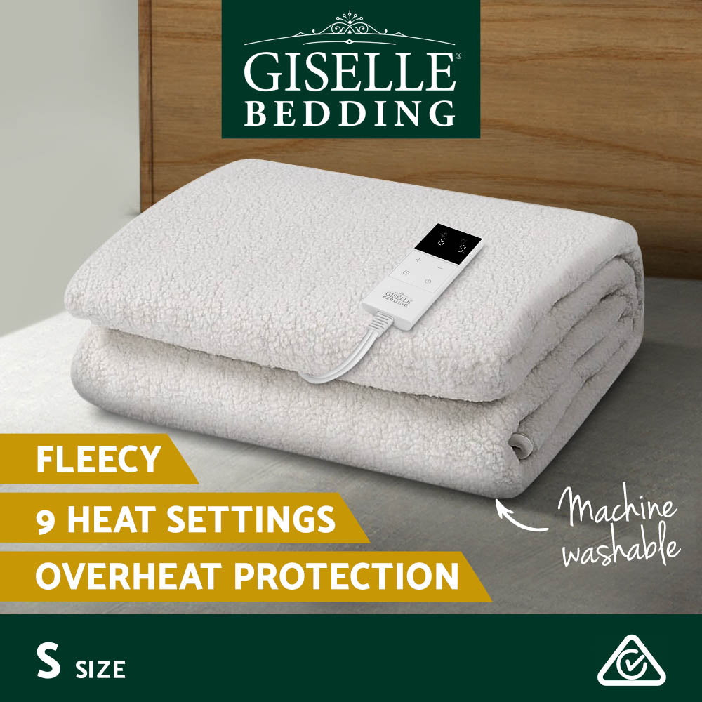 Giselle Single Electric Blanket Fleecy White
