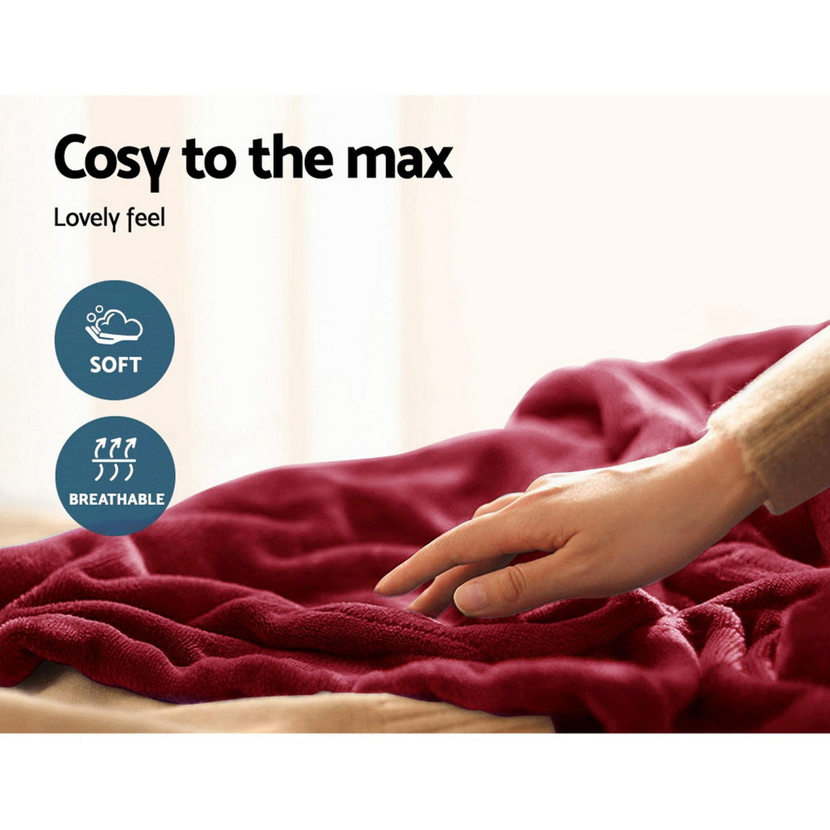 Giselle Electric Heated Throw Rug 160cm x 130cm Red