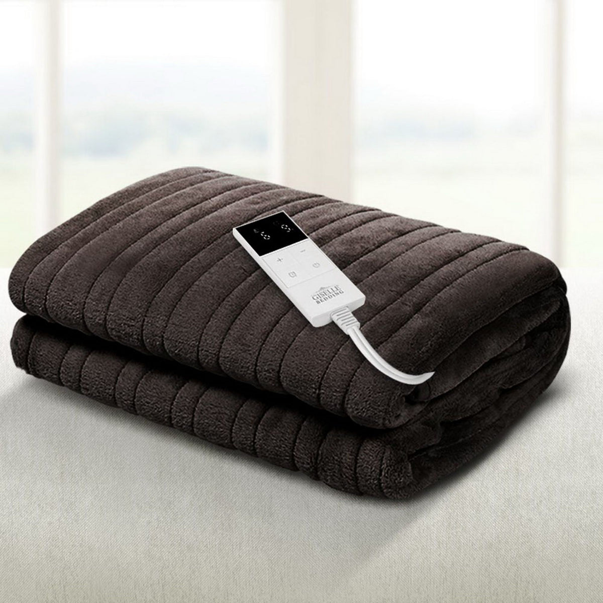 Giselle Bedding Electric Throw Rug 160cm x 130cm Brown