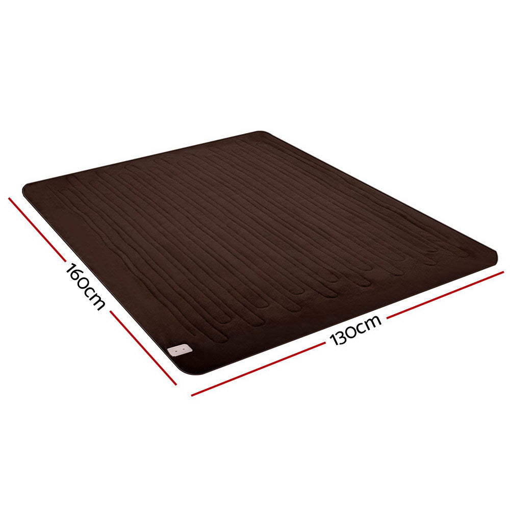Giselle Bedding Electric Throw Rug 160x130cm Coral Fleece Brown