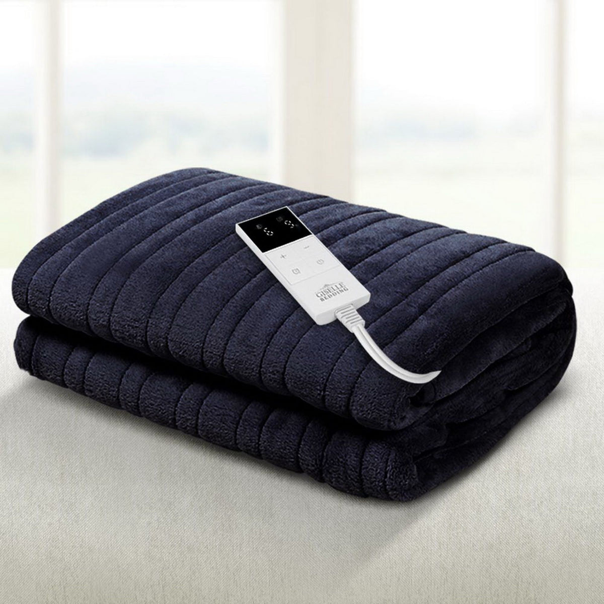 Giselle Bedding Heated Electric Throw Rug Fleece Washable Charcoal