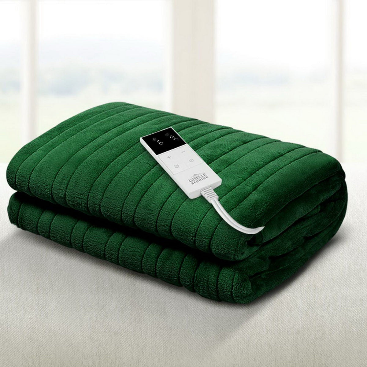 Giselle Electric Throw Rug Heated Blanket Washable Winter Green